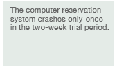 For what outcome. Computer reservation system crashes infrequently.