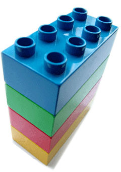 stack of 4 lego blocks